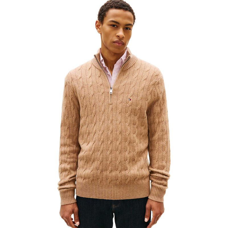 Tommy Hilfiger Pure Lambswool Cable Knit Quarter-Zip Jumper image number 0